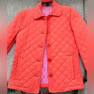 Ralph Lauren Black Label Coral and Pink Quilted Jacket